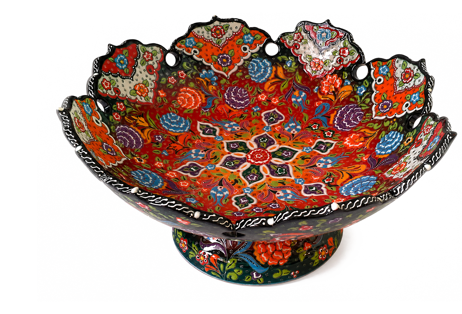 Hand-painted floral ceramic centerpiece