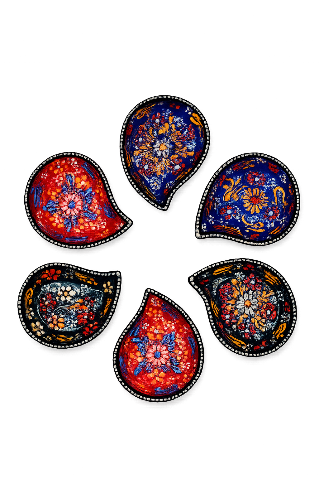 Collection of hand-painted leaf-shaped bowls