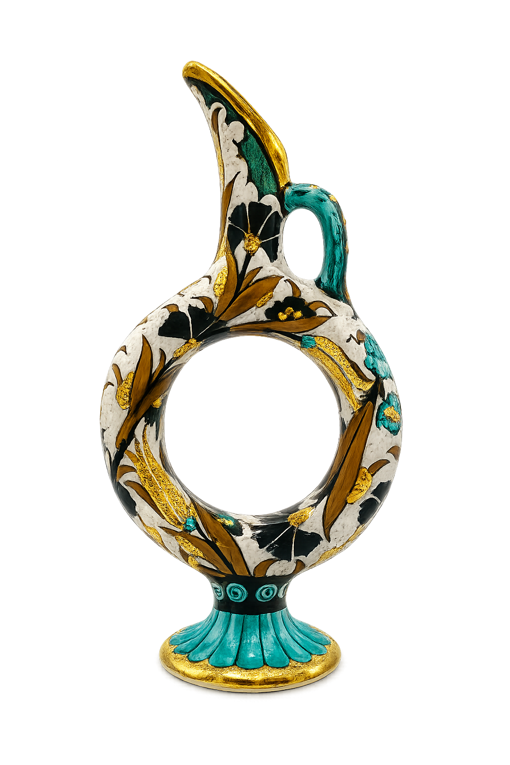 Tulip-shaped hand-painted ceramic mirror