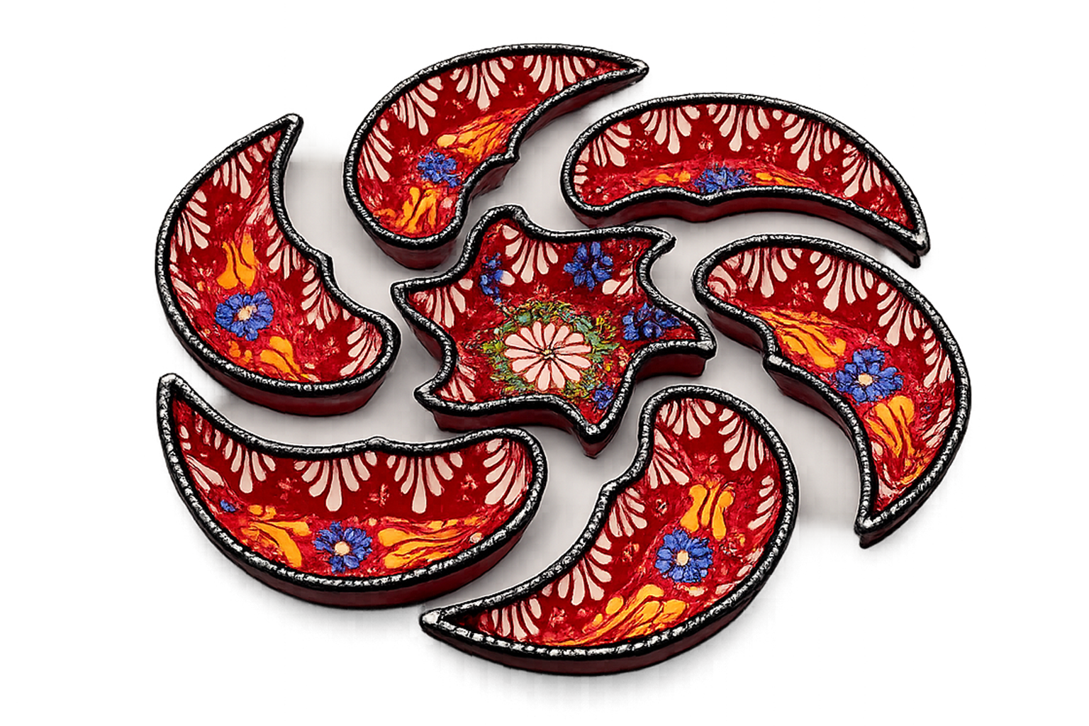 Hand-painted ceramic serving set