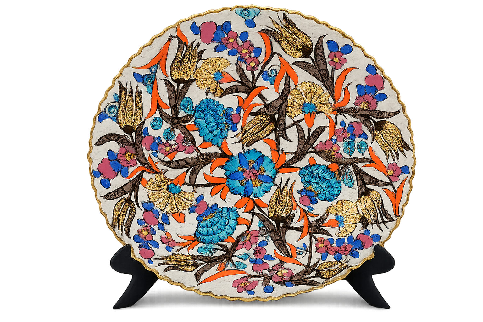 Hand-painted floral decorative plate